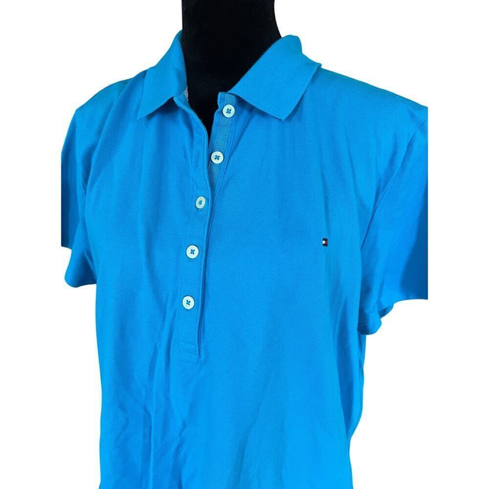 Tommy Hilfiger collar 1/4 button T-shirt, blue, women's size XL